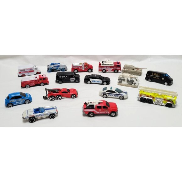 Lot of 16 Die-Cast Plastic Emergency Police Vehicles Tanks Hot Wheels Matchbox - Picture 4 of 9